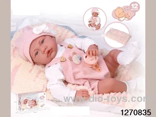 16-inch cotton body doll with power function and 12 vocal cords sleep basket