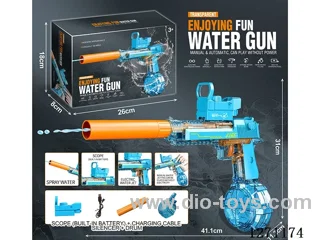 Transparent Desert Eagle Linkage Version Electric Water Gun (Built-in Lithium Battery + Data Cable + 1 Drum + 1 Silencer) (Battery Included)