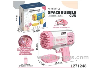 40-Hole Girly Pink Space Bubble Gun (Battery Not Included)