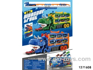 laucher track truck with 6 cars（truck 2 color assorted）