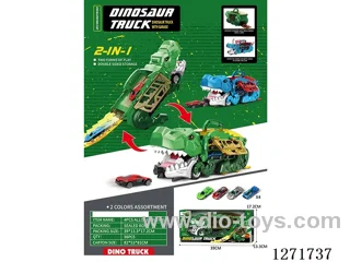 Tyrannosaurus Rex Swallowing Track Storage Car (with 4 free wheel alloy cars)