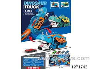 Carnotaurus Swallowing Track Storage Car (with 4 free wheel alloy cars)
