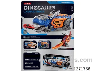 Launch Dinosaur Car + 2 Metal Cars (2-Color Mix)