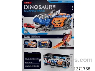 Launch Dinosaur Car + 6 Metal Cars (2-Color Mix)