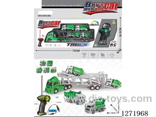 RC Double-Deck Sanitation Trailer + 4 pull back Sanitation Trucks (Battery Included)
