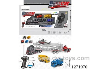 RC Double-Deck Delivery Trailer + 4 pull back Delivery Trucks (Battery Included)