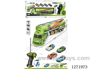 RC Large Fuel Tank Trailer + 4 pull back Jinsu Sports Cars (Battery Included)