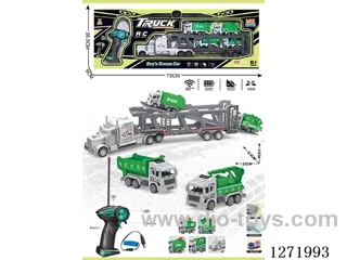 RC Double-Deck Sanitation Trailer + 4 pull back Sanitation Vehicles (Battery Included)