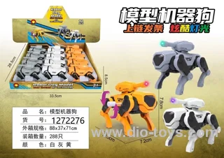 Wind-up robot dog with lighting in display box