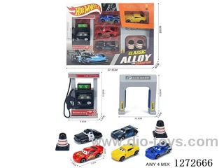 Gas Station Set (4 free wheel alloy cars)