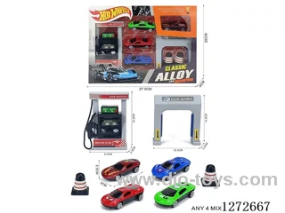 Gas Station Set (4 free wheel alloy cars)