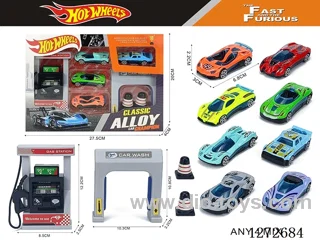 Gas Station Set (4 free wheel alloy cars)