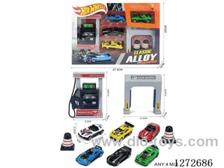 Gas Station Set (4 free wheel alloy cars)