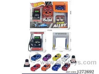 Gas Station Set (4 pull back alloy cars)
