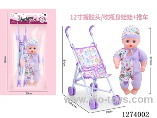 12-inch vinyl-headed doll + stroller