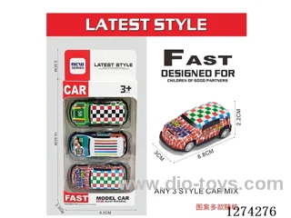 3PCS pull back tin car