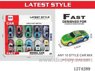 10PCS pull back tin car