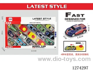 12PCS pull back tin car + 3 launchers