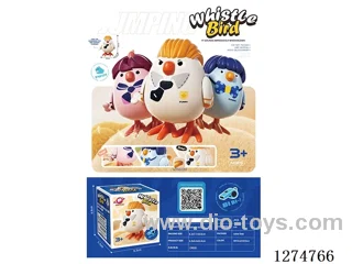 Wind-Up Bouncy Bird with Whistle - White
