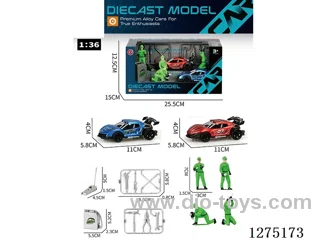 Small pull back alloy car + Mechanic + Tools