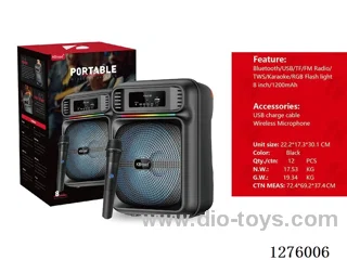 Audio - Single 8-inch Speaker, Charging Cable, Wireless Microphone