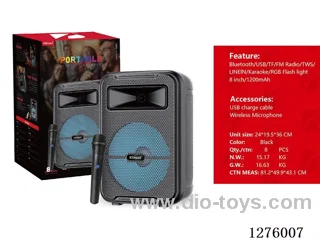 Audio - Single 8-inch Speaker, Charging Cable, Wireless Microphone
