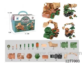 2-in-1 DIY Build-and-Disassemble Inertia Dinosaur Car 2 colors