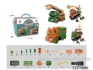 2-in-1 DIY Build-and-Disassemble Inertia Dinosaur Car 2 colors
