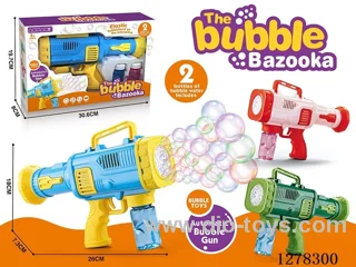 Automatic 10-Hole Bubble Blower (Assorted 3 Colors) with 2 Bottles of 50ml Bubble Solution