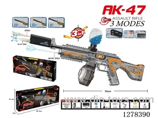 AK-47 Three-Mode Gun (Soft Bullets, Water Bullets, Water Gun) included battery