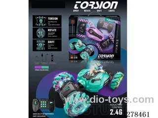 1:14 RC Twist-Transformation Stunt Car with Side-Wheel Spray, Lights, and Music (Handle Controller) included battery 2 colors