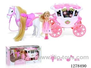 (GCC) 3D Light-Up Musical Carriage + 5-Inch Doll