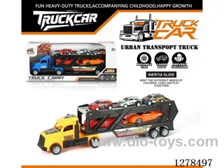 Inertia American Tractor-Trailer with 2 Sports Cars + 3 Metal Cars