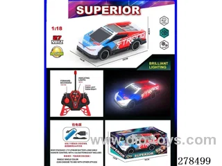1:18 4ch RC Race Car with Lights (27MHz, Batteries Included)