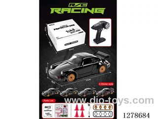 1:43 4WD Gyro-Stabilized Die-Cast Full-Scale Porsche 911 Drift RC Car (Black) Battery Included
