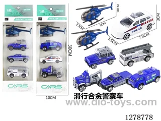 Free Wheel Alloy: 2 Airplanes and 6 Police Cars