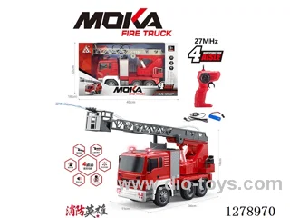 1:14 27MHZ RC Fire truck W L/M/Press to Spray Water included battery