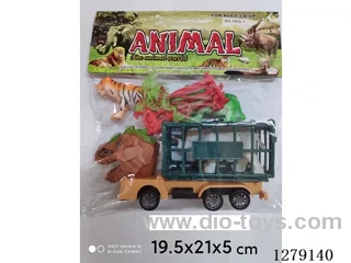 pull back dinosaur car + animal set 2 mixed