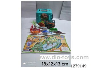 pull back dinosaur car + animal/dinosaur set 2 mixed
