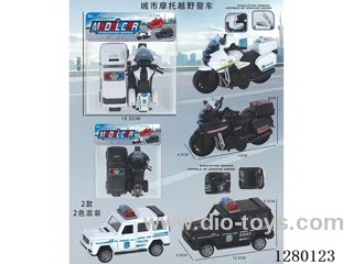 Urban Off-Road Motorcycle Police Inertia Model Car (Openable Doors) 2 Styles, 2 Colors (12-Pack)