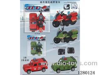 Urban Off-Road Motorcycle Police Inertia Model Car (Openable Doors) 2 Styles, 2 Colors (12-Pack)