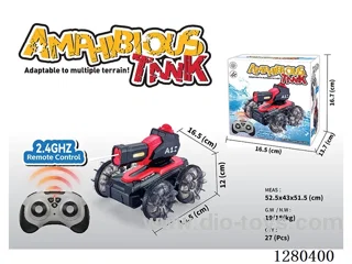 2.4G RC Amphibious Vehicle (Red) with Lights/Water Spray Function, Battery Included