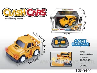 2.4G RC Battle Car (Yellow) with W/L/M/Smoke Functions, Battery Included