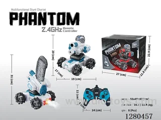 2.4G RC Multi-Function Stunt Car (White/Blue) W L/M/spray, Battery Included