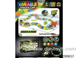 (183PCS) 258CM Glow-in-the-Dark Track (181 Pieces + 1 Rock Formation + 1 Car)