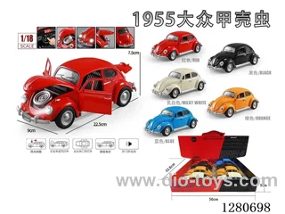 1:18 Volkswagen Beetle Die-Cast Model (8PCS) Red/Black/Off-White/Blue/Orange
