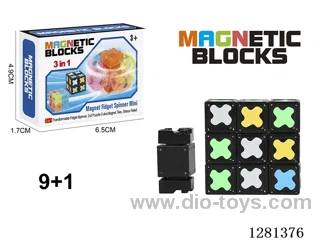 Glow-in-the-Dark Magnetic Spinner (Rounded Corner Logo) (Round Magnets) 9 Magnetic Blocks + 1 Spinner
