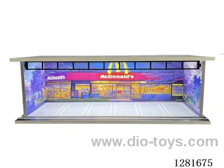 1:64 Illuminated Scale Model Garage Parking Lot Die-Cast Car Storage Display Rack (with Acrylic Dust-Proof Door)