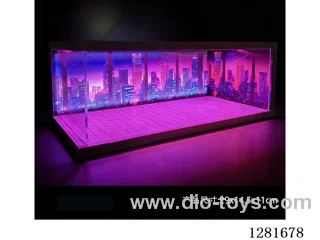1:64 Model Car Garage Scene Parking Lot Neon Light Edition (Assembly Kit)