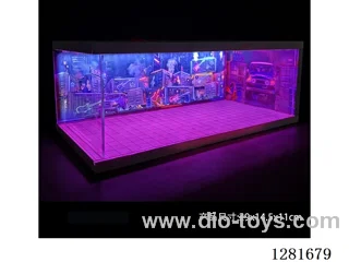 1:64 Model Car Garage Scene Parking Lot Neon Light Edition (Assembly Kit)